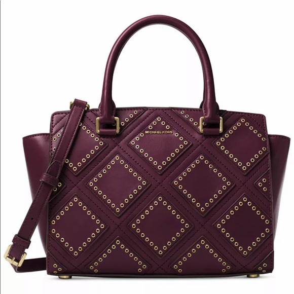 NWT Michael Kors Diamond Grommet Selma Satchel Bag - Picture 1 of 8